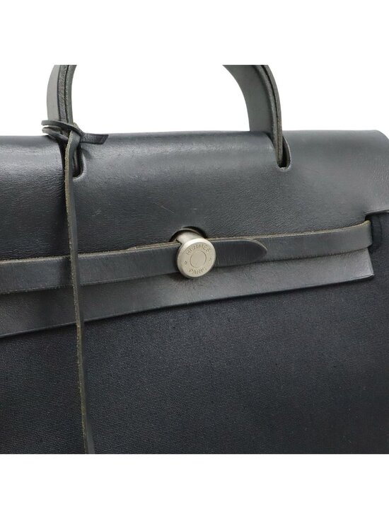 Hermes Herbag a Dos PM Backpack 2-Way Handbag Toile Officier Leather Black main image 9